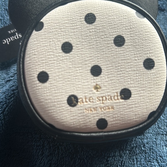 Kate Spade Black and White Polka Dot Coin Purse with Red Bow - Picture 7 of 7